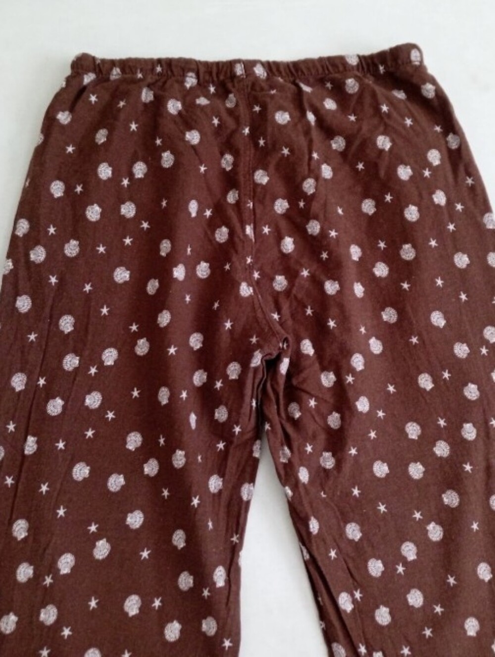 Cali1850 brown and white seashell print rayon and linen blend beach pants - Picture 10 of 13